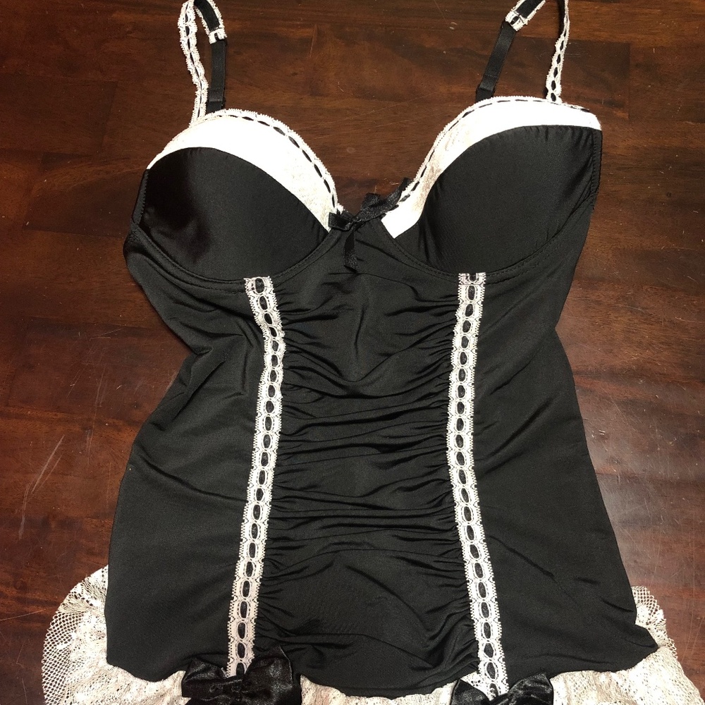 Victoria’s Secret Sexy Little Things Black and White Bustier, Size 34C
